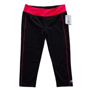 Central Park Activewear Black Coral Cropped Leggings Style #3302-7 Size Large